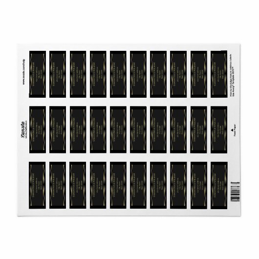 Niedliches Schwarz-Gold-Rücksendezeichen (Vorne)