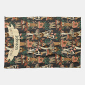 Niedliches Schwarz-Hütte-Core-Mushroom-Muster Geschirrtuch (Horizontal)