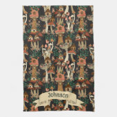 Niedliches Schwarz-Hütte-Core-Mushroom-Muster Geschirrtuch (Vertikal)