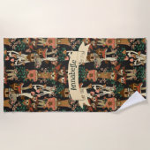 Niedliches Schwarz-Hütte-Core-Mushroom-Muster Strandtuch (Vorderseite)