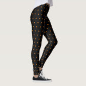 Niedliches Schwarz-Orange-Polka-Punktmuster Leggings (Rechts)
