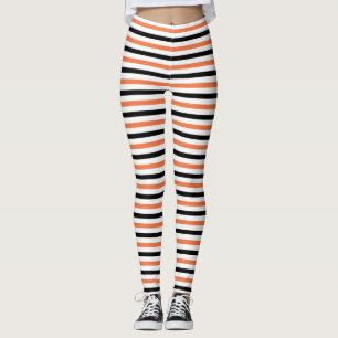 Niedliches Schwarz-Orange-Streifen-Muster Hallowee Leggings