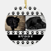 Niedliches Schwarz-Paw Muster Dog Collage Keepake Keramik Ornament (Vorne)