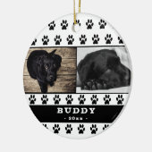 Niedliches Schwarz-Paw Muster Dog Collage Keepake Keramik Ornament (Links)
