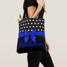 Niedliches Schwarz-Polka-Dots-Monogramm Tasche