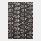 Niedliches Schwarz Rosa gepolstertes Kaktusmuster Geschirrtuch (Vertikal)