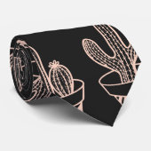 Niedliches Schwarz Rosa gepolstertes Kaktusmuster Krawatte (Gerollt)