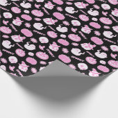 Niedliches schwarz-rosa Halloween-Muster Geschenkpapier (Ecke)