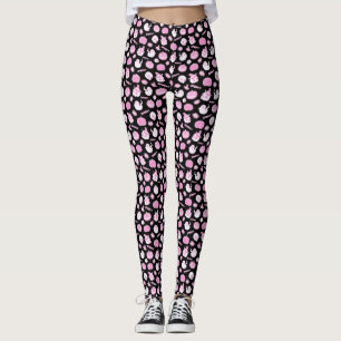 Niedliches schwarz-rosa Halloween-Muster Leggings