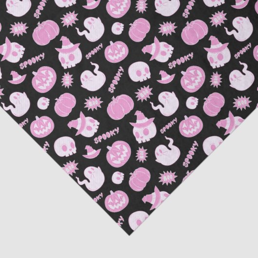 Niedliches schwarz-rosa Halloween-Muster Seidenpapier (Detail)