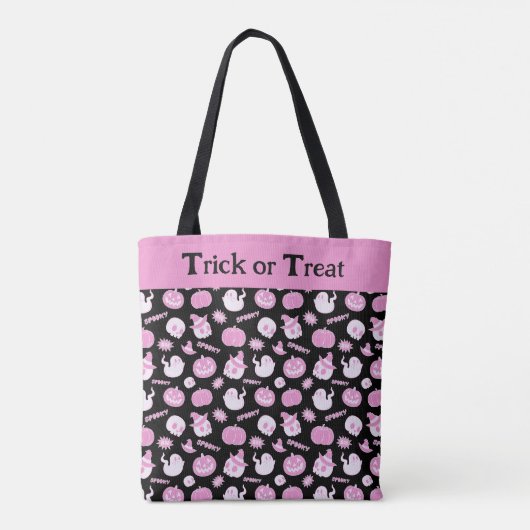 Niedliches schwarz-rosa Halloween-Muster Tasche (Rückseite)
