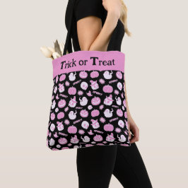Niedliches schwarz-rosa Halloween-Muster Tasche