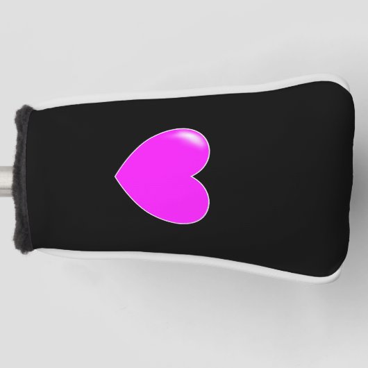 Niedliches Schwarz-Rosa-Herz Golf Headcover (Vorderseite)