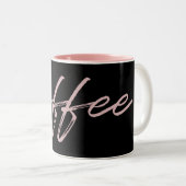 Niedliches Schwarz/Rosa "Kaffee" Minimalistisches Zweifarbige Tasse (VorderseiteRechts)