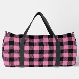 niedliches, schwarz-rosa Karo-Wurfkissen Duffle Bag