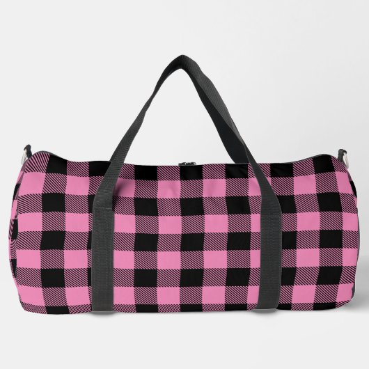 niedliches, schwarz-rosa Karo-Wurfkissen Duffle Bag (Vorderseite)