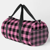 niedliches, schwarz-rosa Karo-Wurfkissen Duffle Bag (Rechte Ecke)
