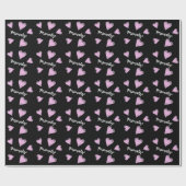 Niedliches Schwarz-Rosa Wasserfarbenherz-Muster Geschenkpapier (Flach)