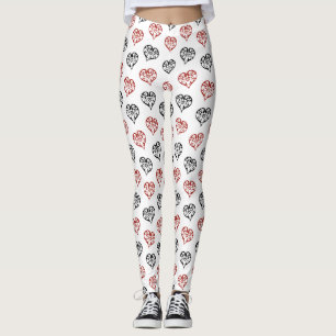 Niedliches Schwarz-Rot-Blazing-Herz-Muster Leggings