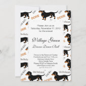 Niedliches Schwarz-Tan-Dackel-Muster Einladung (Rückseite)