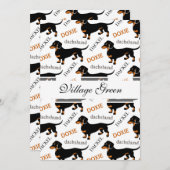 Niedliches Schwarz-Tan-Dackel-Muster Einladung (Vorne/Hinten)