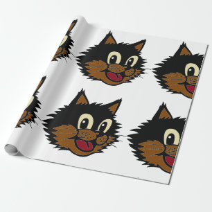 NIEDLICHES SCHWARZ- UND BROWN-KATZE GESCHENKPAPIER