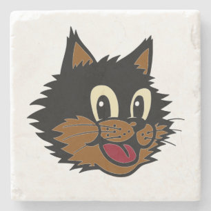 NIEDLICHES SCHWARZ- UND BROWN-KATZE STEINUNTERSETZER