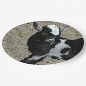 Niedliches Schwarz-Weiß-Baby-Ziege-Foto Pappteller (Schrägansicht)