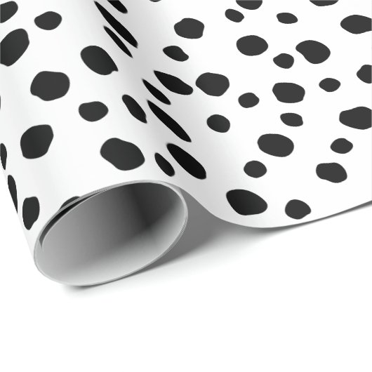 Niedliches Schwarz-Weiß-Dalmatiner-Spot-Muster Geschenkpapier (Rolleneckpunkt)