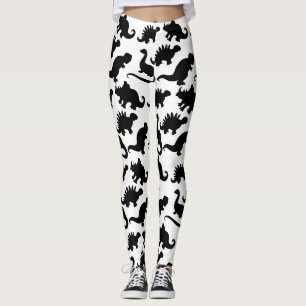 Niedliches Schwarz-Weiß-Dinosaurier-Muster Leggings