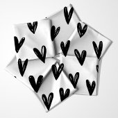 Niedliches Schwarz-Weiß-Doodle-Herzmuster Stoff