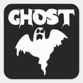 Niedliches Schwarz-Weiß-Geist Quadratischer Aufkleber (Vorderseite)