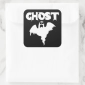 Niedliches Schwarz-Weiß-Geist Quadratischer Aufkleber (Tasche)