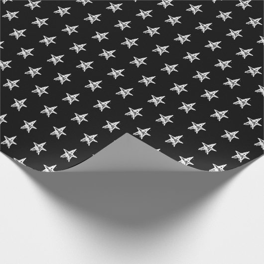 Niedliches schwarz-weiß gezeichnetes Strichmuster Geschenkpapier (Ecke)