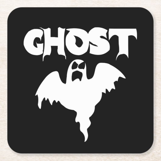 Niedliches Schwarz-Weiß-Ghost-Halloween Rechteckiger Pappuntersetzer (Vorderseite)