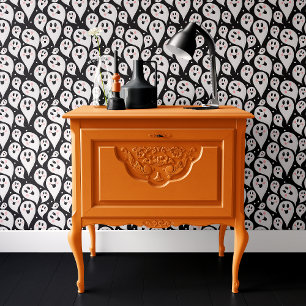Niedliches Schwarz-Weiß-Ghost-Halloween Tapete