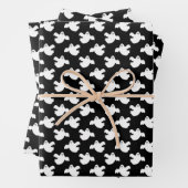 Niedliches Schwarz-Weiß-Ghost-Muster Halloween Geschenkpapier Set (Beispiel)