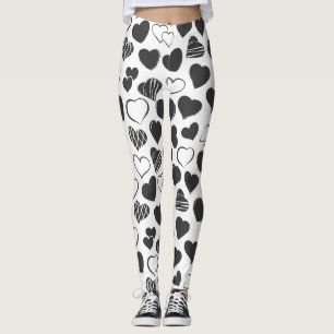 Niedliches Schwarz-Weiß-Herz Leggings