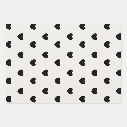 Niedliches Schwarz-Weiß-Herzmuster Geschenkpapier Set (Vorderseite 2)