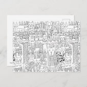 Niedliches Schwarz-Weiß-Hund-Welpenmuster Postkarte (Vorne/Hinten)