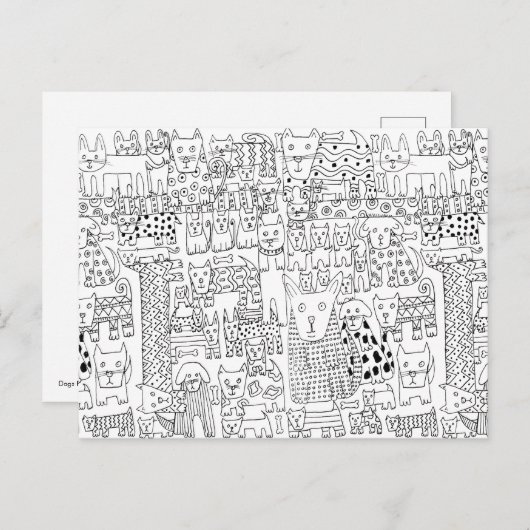 Niedliches Schwarz-Weiß-Hund-Welpenmuster Postkarte (Vorne/Hinten)