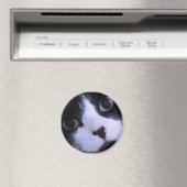 Niedliches Schwarz-Weiß-Katzengesicht Magnet (In Situ (Geschirrspüler))