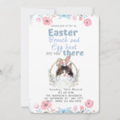 Niedliches Schwarz-Weiß-Katzenjause Ostern individ Einladung (Vorderseite)