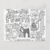 Niedliches Schwarz-Weiß-Katzenmuster Postkarte (Vorderseite)