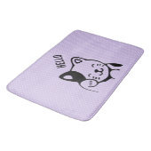 Niedliches Schwarz-Weiß-Katzenwellen Hallo Badematte (Schrägansicht)