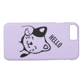 Niedliches Schwarz-Weiß-Katzenwellen Hallo Case-Mate iPhone Hülle (Rückseite (Horizontal))