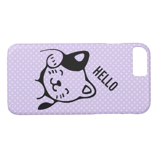 Niedliches Schwarz-Weiß-Katzenwellen Hallo Case-Mate iPhone Hülle (Rückseite (Horizontal))