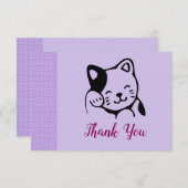 Niedliches Schwarz-Weiß-Katzenwellen Hallo Dankeskarte (Vorne/Hinten)