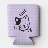 Niedliches Schwarz-Weiß-Katzenwellen Hallo Dosenkühler (Rückseite)