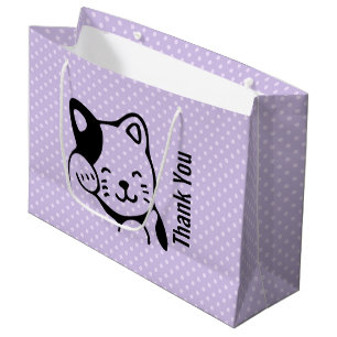 Niedliches Schwarz-Weiß-Katzenwellen Hallo Große Geschenktüte